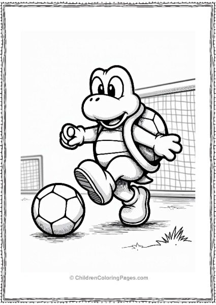 Koopa Troopa Playing Soccer Free PDF Printable