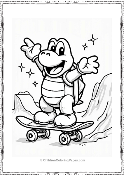 Koopa Troopa Skateboarding Free PDF Printable