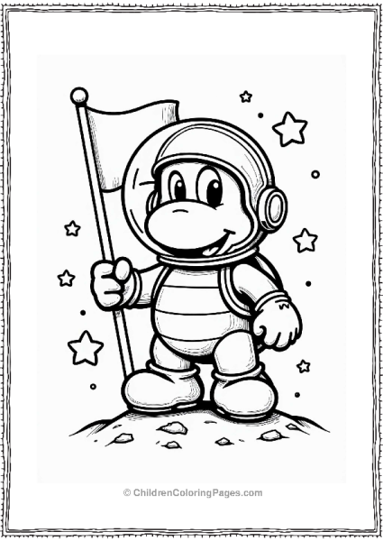 Koopa Troopa Spaceman On The Moon Free PDF Printable