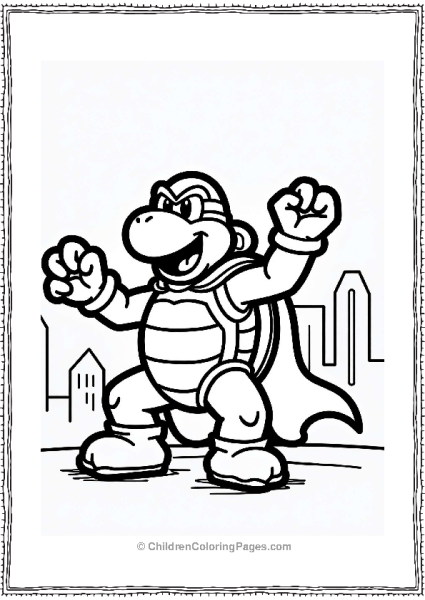 Koopa Troopa Superhero Pose Free PDF Printable
