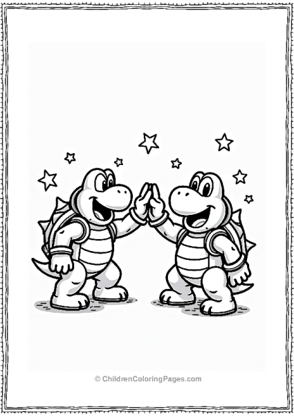 Koopa Troopas High Fiving In Celebration Free PDF Printable