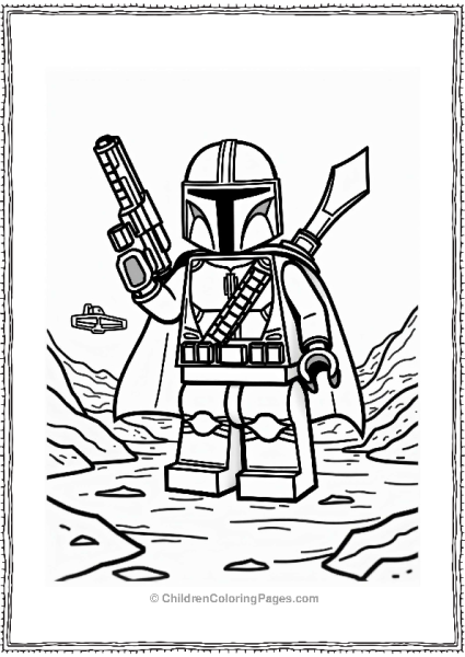 Lego Star Wars Mandalorian Bounty Hunter On Rocky Terrain Free PDF Printable