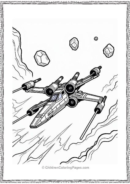 Lego Star Wars X Wing Dodging Laser Blasts Among Asteroids Free PDF Printable