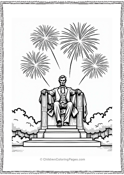 Lincoln Memorial Fireworks Celebration On 4th Of July Free PDF Printable