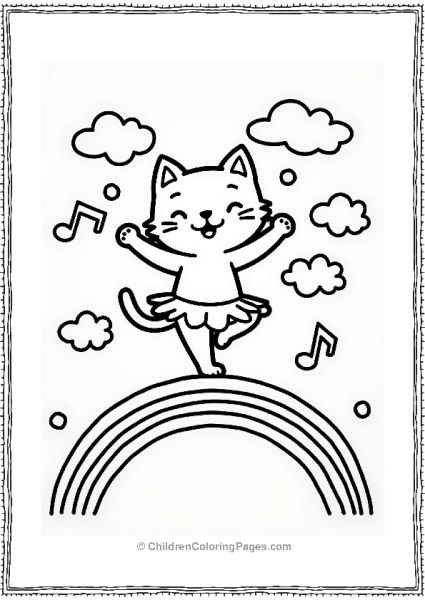 Lisa Frank Theme Cheerful Cat Ballet On A Rainbow Free PDF Printable