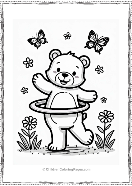 Lisa Frank Theme Dancing Bear With Hula Hoop Free PDF Printable