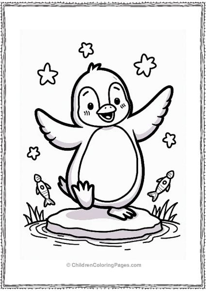Lisa Frank Theme Happy Penguin Dance On Ice Free PDF Printable