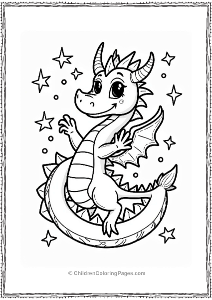 Lisa Frank Theme Lively Dragon With Sparkles And Swirls Free PDF Printable