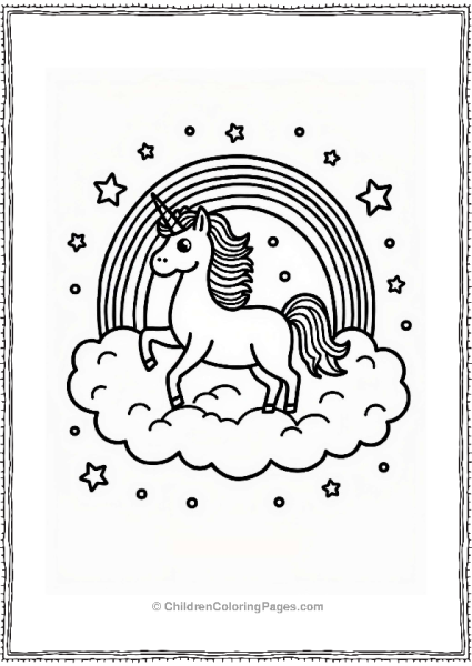 Lisa Frank Theme Majestic Unicorn On A Fluffy Cloud Free PDF Printable