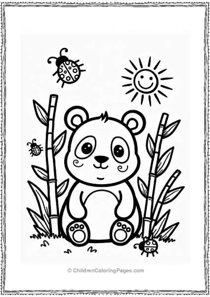 Lisa Frank Theme Panda In Bamboo With Ladybugs Free PDF Printable