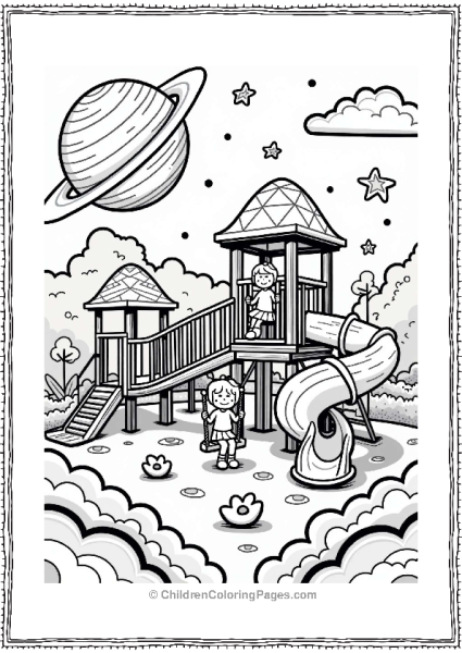 Lisa Frank Theme Planetary Playground Illustrations Free PDF Printable
