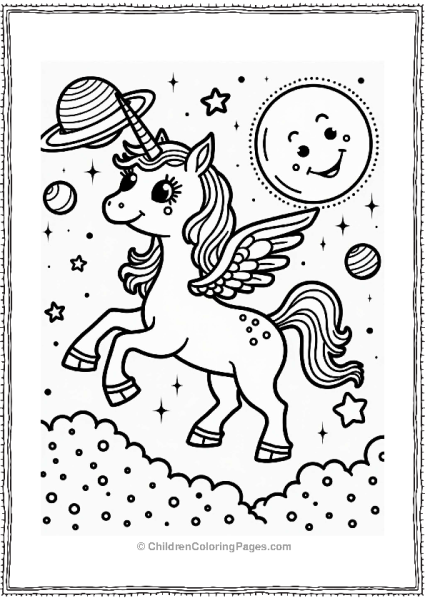 Lisa Frank Theme Sparkly Unicorn In Space Free PDF Printable