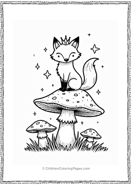 Lisa Frank Theme Whimsical Fox On A Giant Mushroom Free PDF Printable