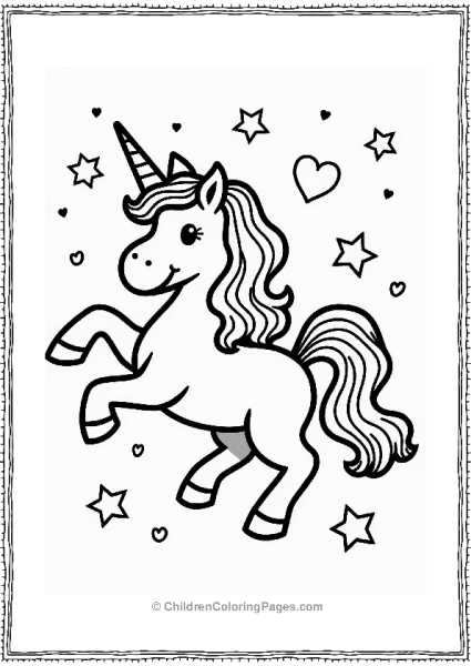 Lisa Frank Theme Whimsical Unicorn With Stars And Hearts Free PDF Printable