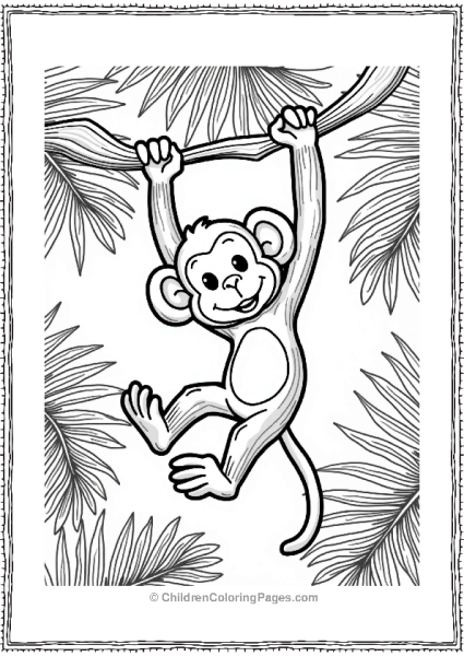 Lively Monkey Swinging Among Patterns Free PDF Printable