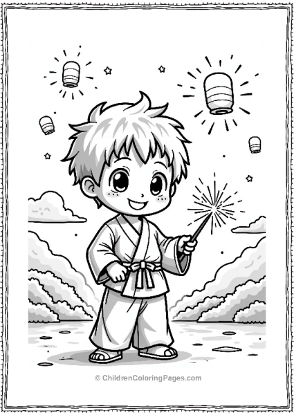 Manga Boy In Yukata At Summer Festival Free PDF Printable