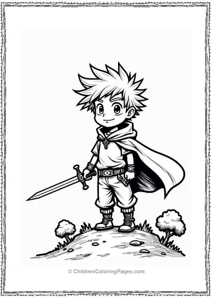 Manga Boy With Sword On A Hill Free PDF Printable