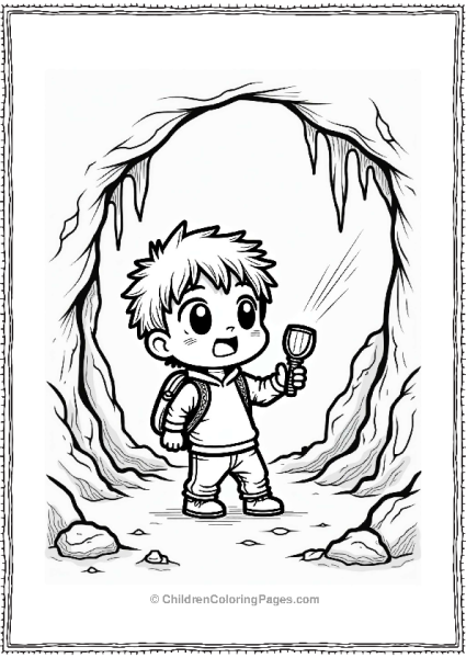 Manga Character Exploring A Cave Free PDF Printable