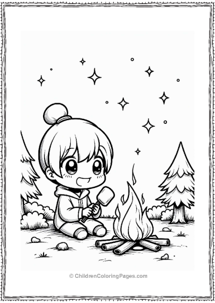 Manga Characters Camping By A Campfire Free PDF Printable