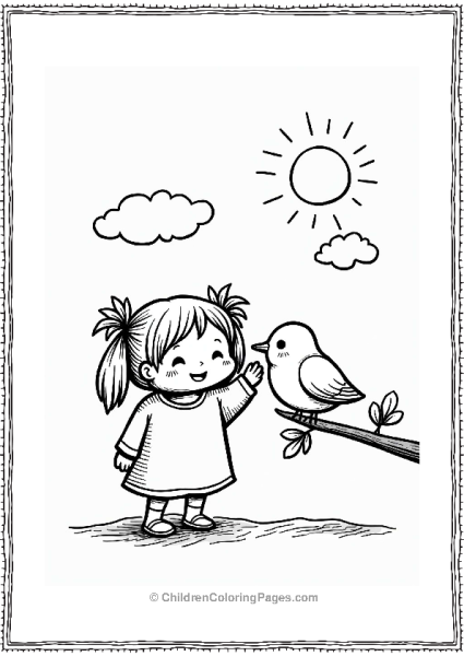 Manga Cheerful Girl Feeding Her Bird Free PDF Printable