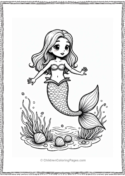Manga Girl Mermaid Diving Into Ocean Waves Free PDF Printable