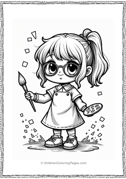 Manga Girl With Paintbrush And Palette Free PDF Printable