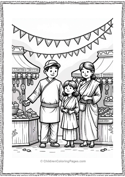 Manga Happy Family At Cultural Festival Free PDF Printable