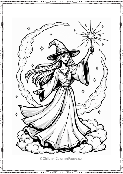 Manga Magical Sorceress Casting Spells Free PDF Printable