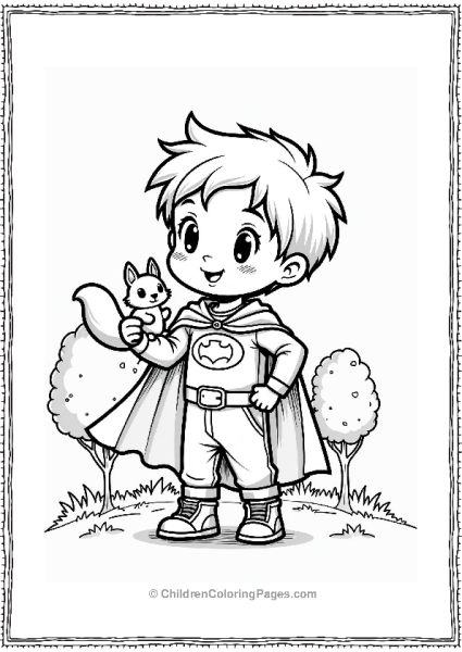 Manga Superhero Boy With Squirrel Free PDF Printable