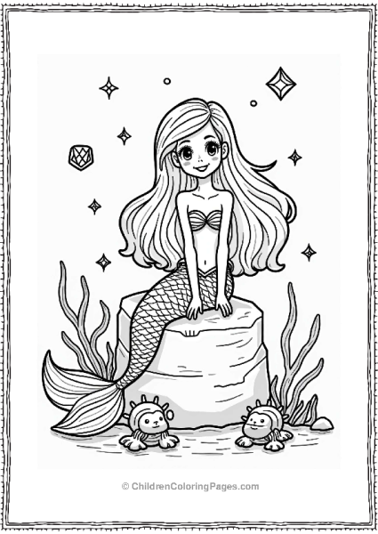 Mermaid With Diamond Shells Free PDF Printable