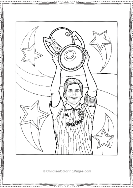 Messi Holding Trophy Free PDF Printable