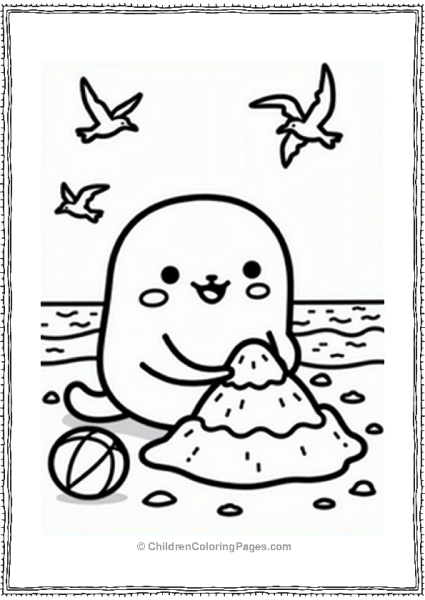 Molang Building A Sandcastle At The Beach Free PDF Printable