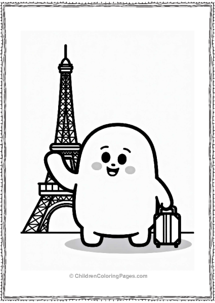 Molang In Front Of The Eiffel Tower Free PDF Printable