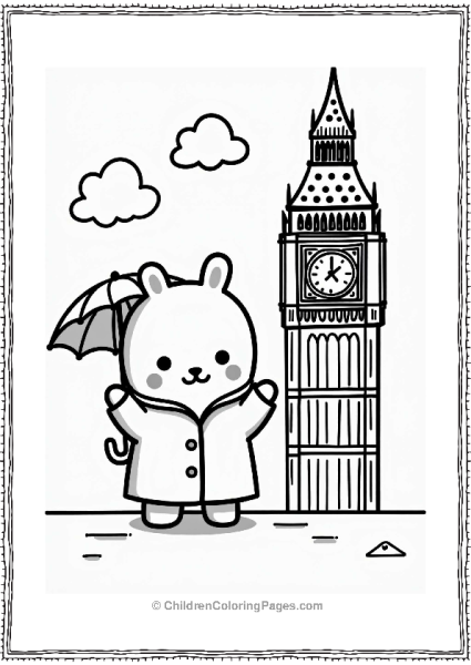 Molang In London With Umbrella Free PDF Printable