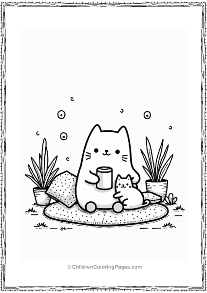 Molang Relaxing With A Cat Free PDF Printable