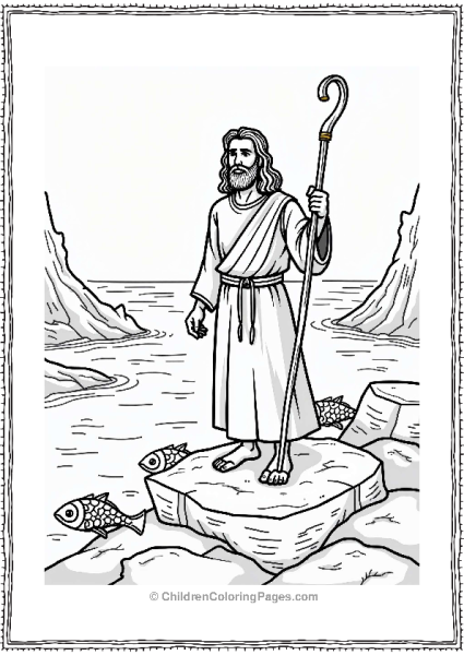 Moses With A Staff By The Red Sea Free PDF Printable