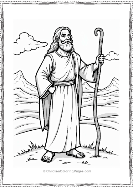 Moses With His Staff In A Simple Landscape Free PDF Printable