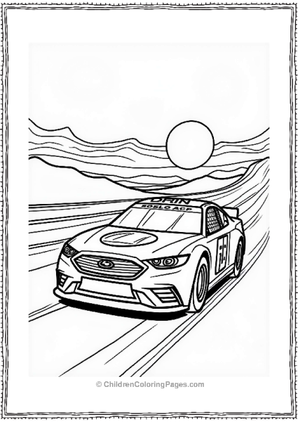 NASCAR Vehicle Racing At Sunset Free PDF Printable