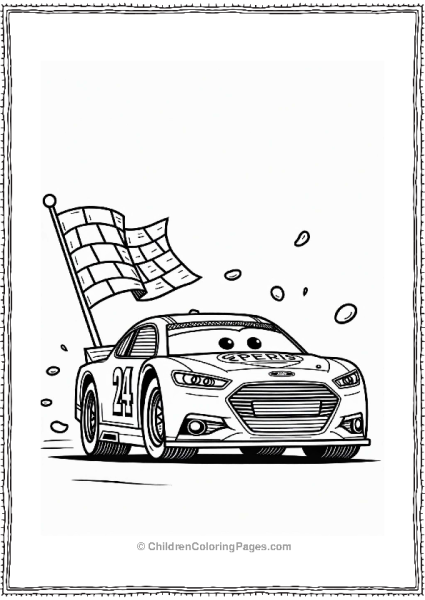 NASCAR Vehicle With Checkered Flag Free PDF Printable