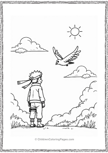 Naruto And A Bird In The Sky Free PDF Printable