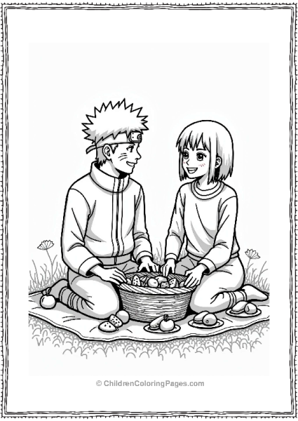 Naruto And Sakura At A Picnic Free PDF Printable