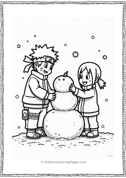 Naruto And Sakura Building A Snowman Free PDF Printable