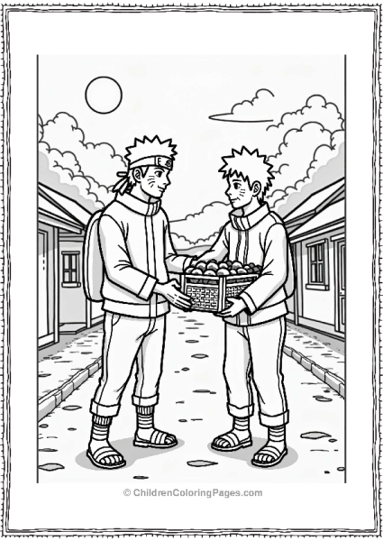 Naruto Assisting An Elderly Villager Free PDF Printable