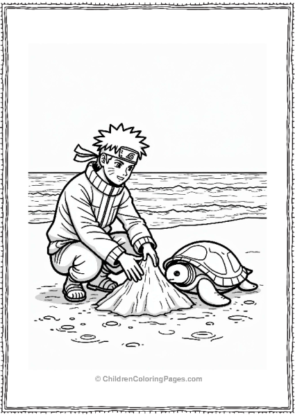 Naruto Building A Sandcastle With A Turtle Free PDF Printable