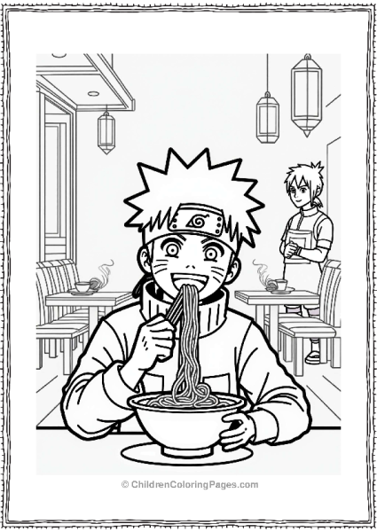 Naruto Enjoying Ramen At A Shop Free PDF Printable