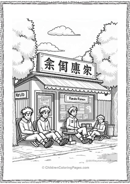 Naruto Enjoying Ramen With Friends Free PDF Printable