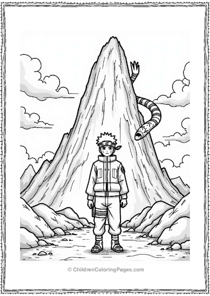 Naruto In Front Of Hokage Mountain Free PDF Printable