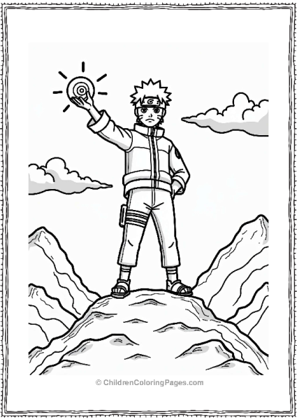 Naruto On A Mountain Peak With Rasengan Free PDF Printable