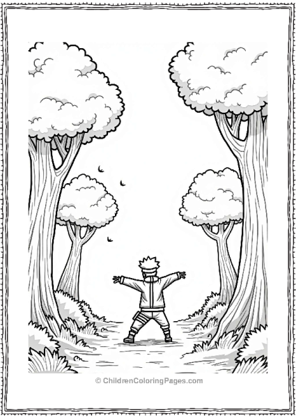Naruto Performing Rasengan In A Forest Free PDF Printable
