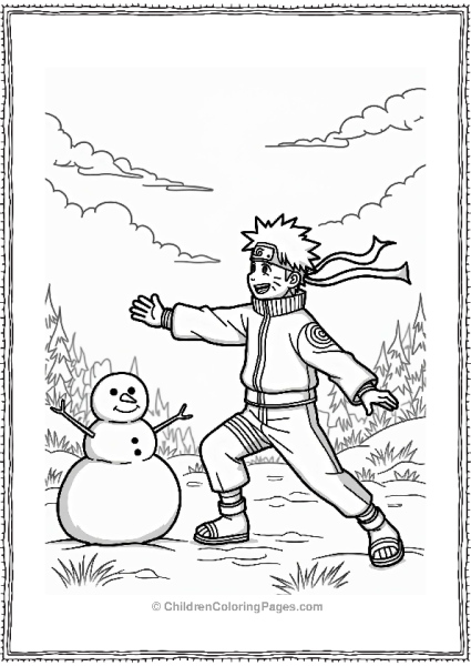Naruto Performing Rasengan In Snow Free PDF Printable